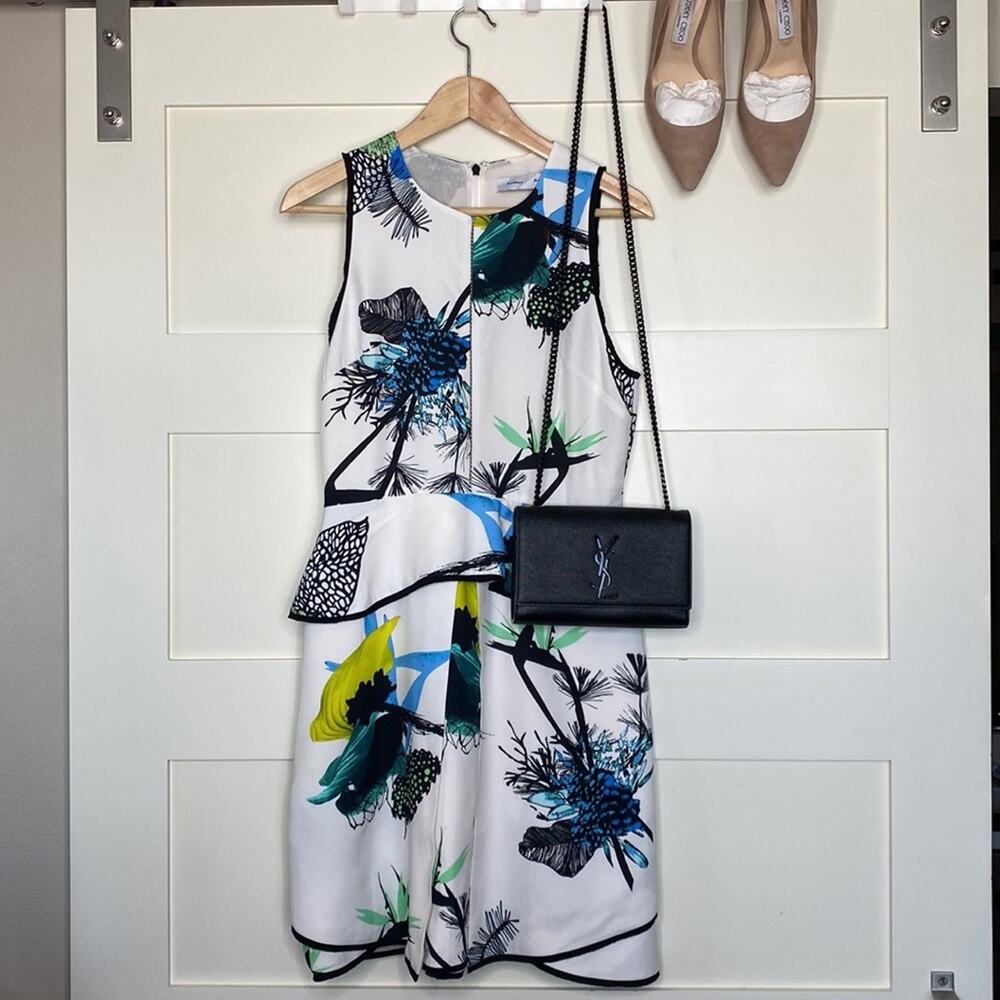$1060 Proenza Schouler Sleeveless Ikebana Print Peplum Dress, size 6.